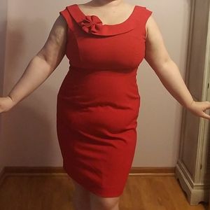 Cherry red boat neck dress Madmen VTG